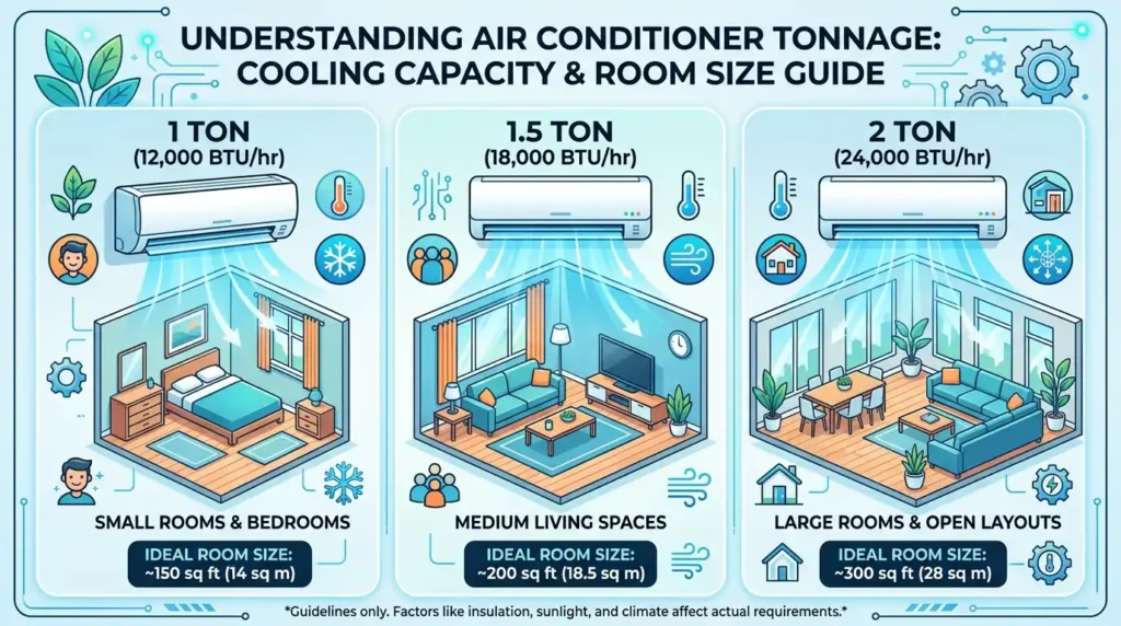 A modern bedroom featuring a smart split air conditioner and a phone app, illustrating the guide to buying the Best AC 2026.