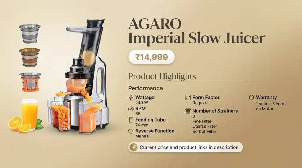 An infographic banner displaying a lineup of six distinct cold press juicers on a kitchen counter under the title 'THE BEST COLD PRESS JUICER INDIA 2026', surrounded by fresh produce and glasses of juice.
