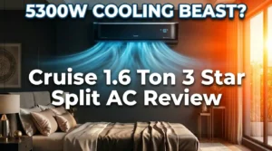 Cruise 1.6 Ton 3 Star Black Split AC cooling a modern bedroom